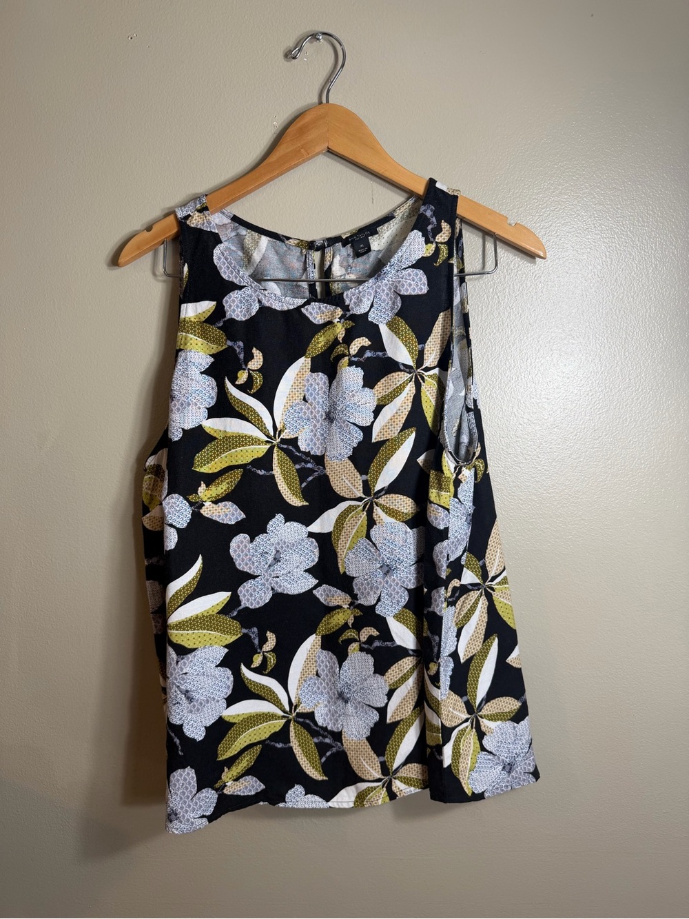 Ann Taylor Factory XL Linen Blend Floral Sleeveless Tank Top